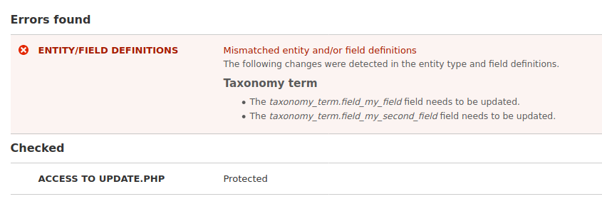 Mismatched entity and/or field definitions