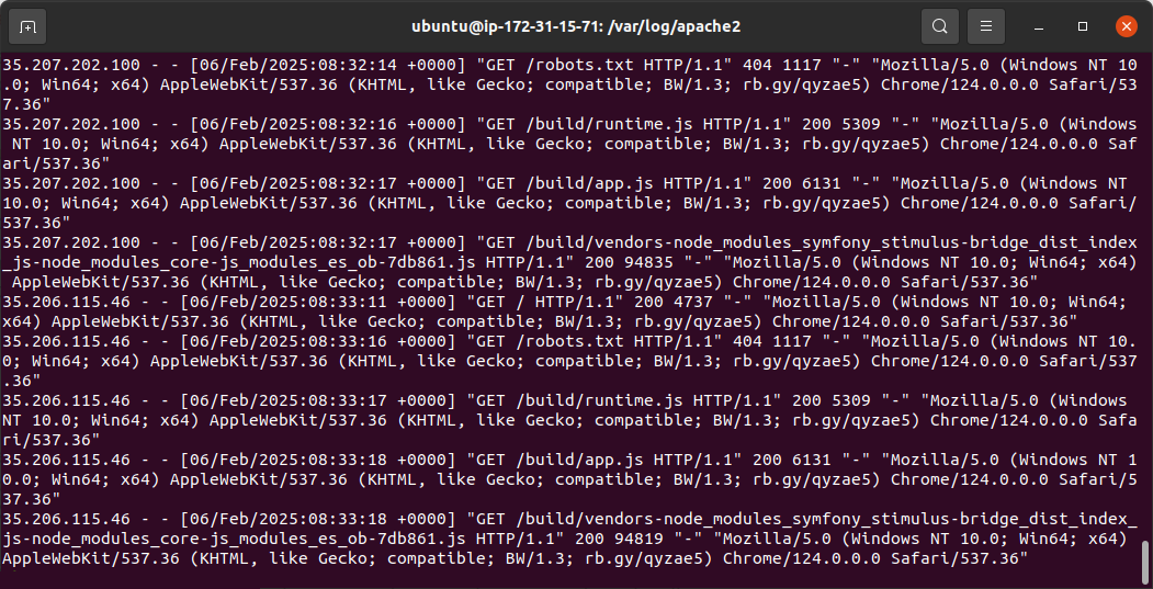 Example of Apache2 Access log