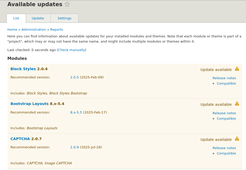 Drupal update status