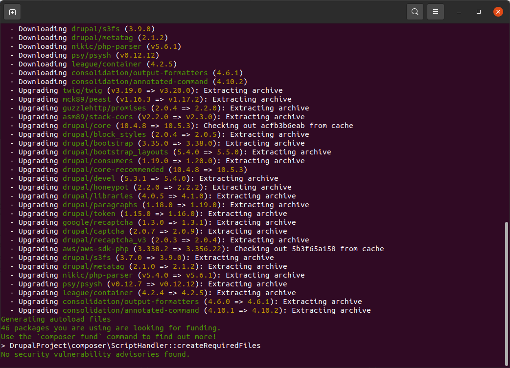 Full Drupal update using Composer