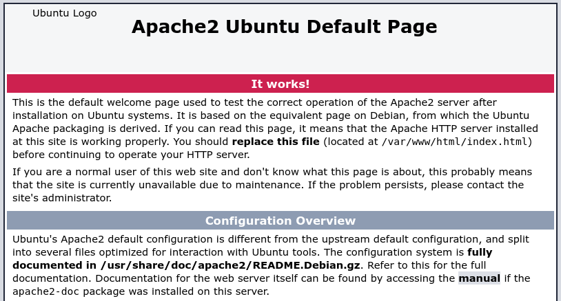 Apache2 default page