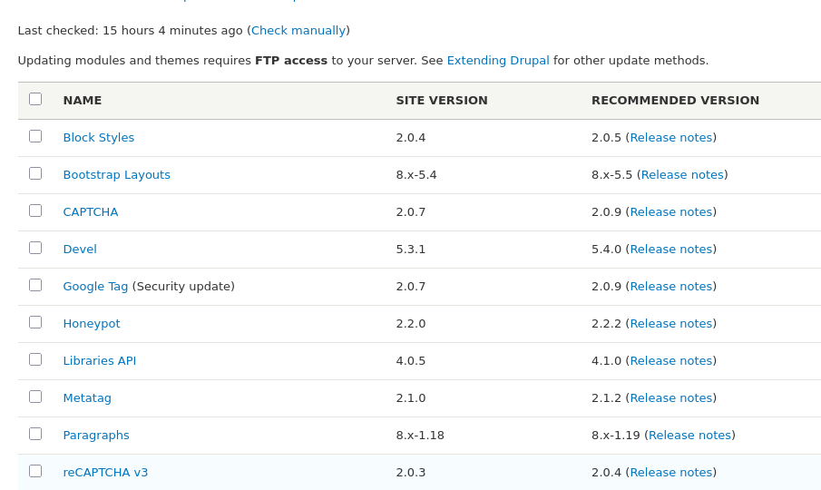 Installing Drupal security update