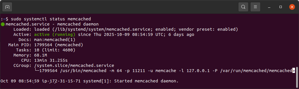 Memcached service status