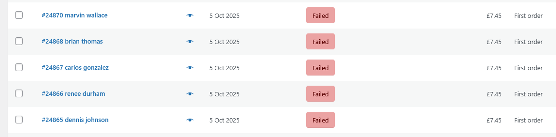 Wordpress WooCommerce Bot Orders