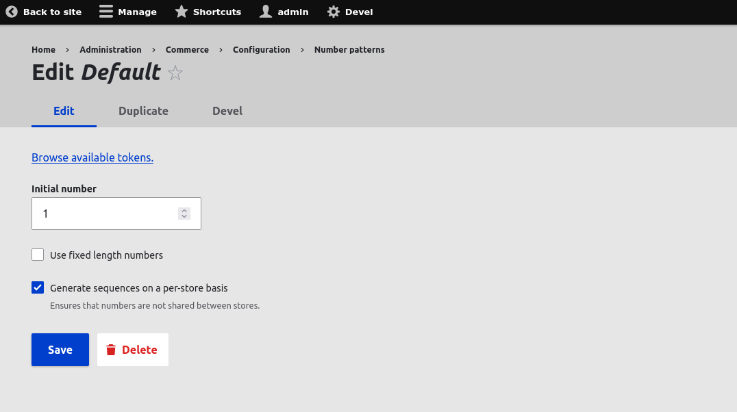Example of a starting order number in Drupal Commerce