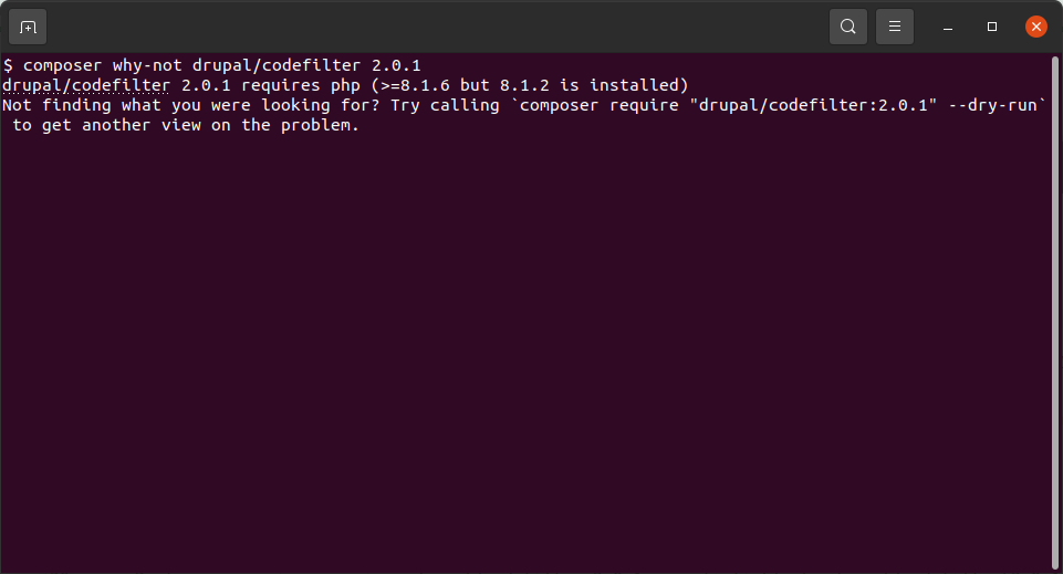 Example usage: composer prohibits / why-not