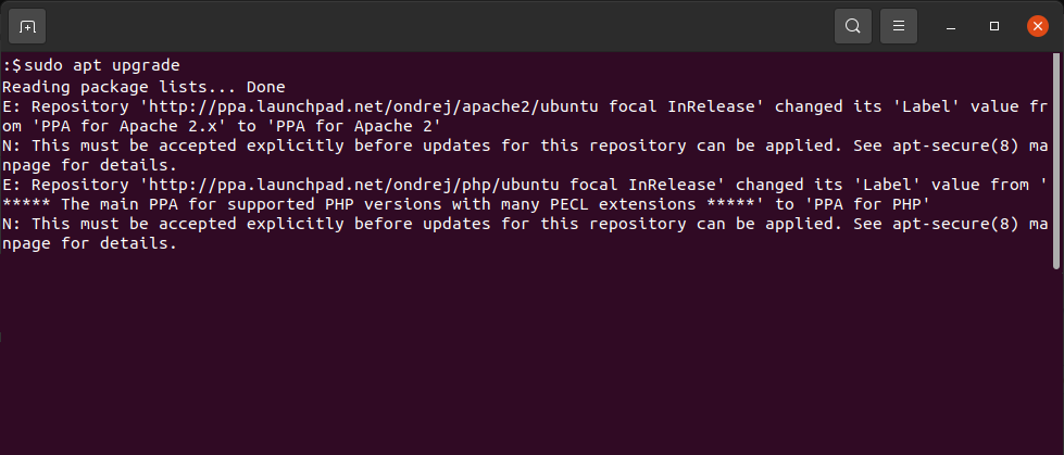 Repository label change warning