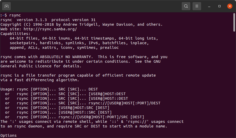 rsync --help description