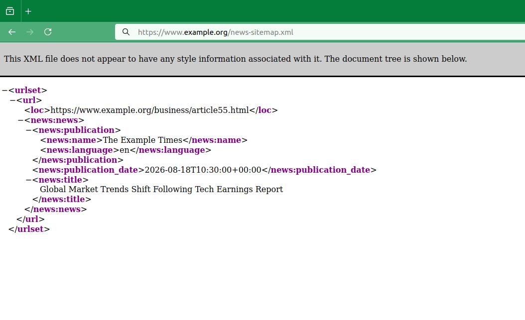 Google News Sitemap XML
