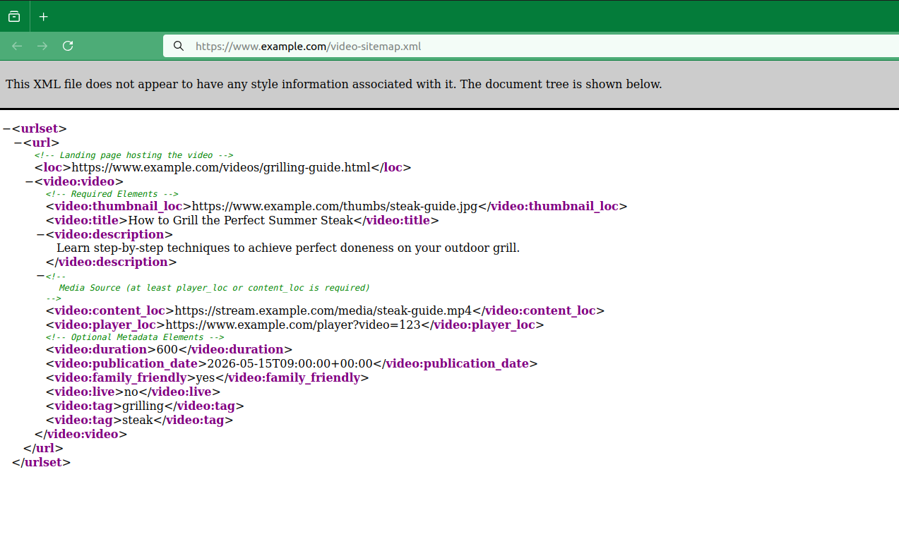 Video XML Sitemap